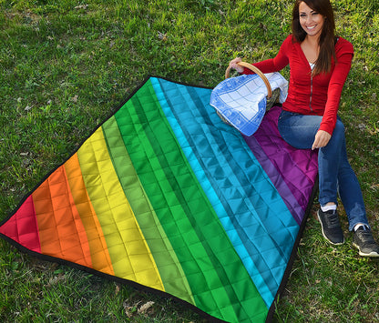 Rainbow Diagonal Lines Pattern Print Quilt