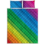 Rainbow Diagonal Lines Pattern Print Quilt Bed Set