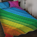 Rainbow Diagonal Lines Pattern Print Quilt Bed Set