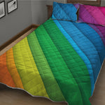 Rainbow Diagonal Lines Pattern Print Quilt Bed Set