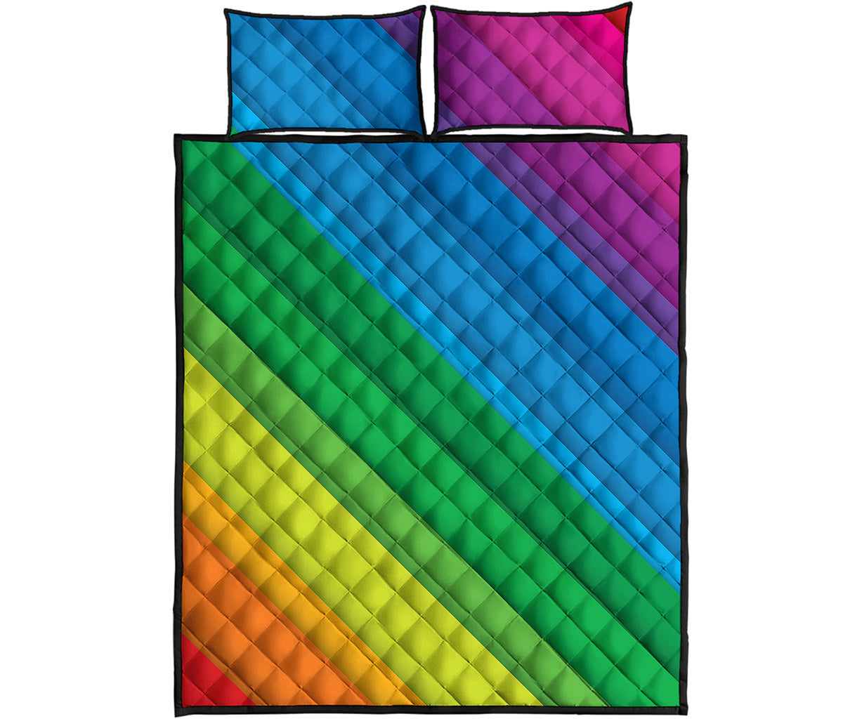 Rainbow Diagonal Lines Pattern Print Quilt Bed Set