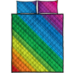 Rainbow Diagonal Lines Pattern Print Quilt Bed Set