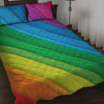Rainbow Diagonal Lines Pattern Print Quilt Bed Set