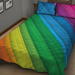 Rainbow Diagonal Lines Pattern Print Quilt Bed Set