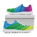 Rainbow Diagonal Lines Pattern Print White Running Shoes