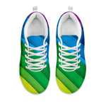 Rainbow Diagonal Lines Pattern Print White Sneakers