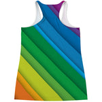 Rainbow Diagonal Lines Pattern Print Women's Racerback Tank Top
