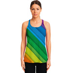 Rainbow Diagonal Lines Pattern Print Women's Racerback Tank Top
