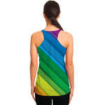 Rainbow Diagonal Lines Pattern Print Women's Racerback Tank Top