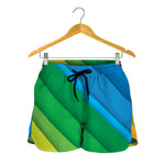 Rainbow Diagonal Lines Pattern Print Women's Shorts