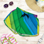 Rainbow Diagonal Lines Pattern Print Women's Shorts