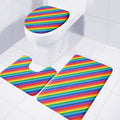 Rainbow Diagonal Striped Pattern Print 3 Piece Bath Mat Set