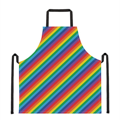 Rainbow Diagonal Striped Pattern Print Apron