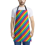 Rainbow Diagonal Striped Pattern Print Apron