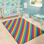 Rainbow Diagonal Striped Pattern Print Area Rug