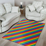 Rainbow Diagonal Striped Pattern Print Area Rug