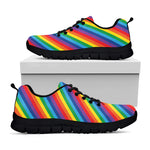 Rainbow Diagonal Striped Pattern Print Black Sneakers