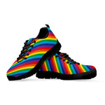 Rainbow Diagonal Striped Pattern Print Black Sneakers