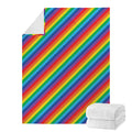 Rainbow Diagonal Striped Pattern Print Blanket