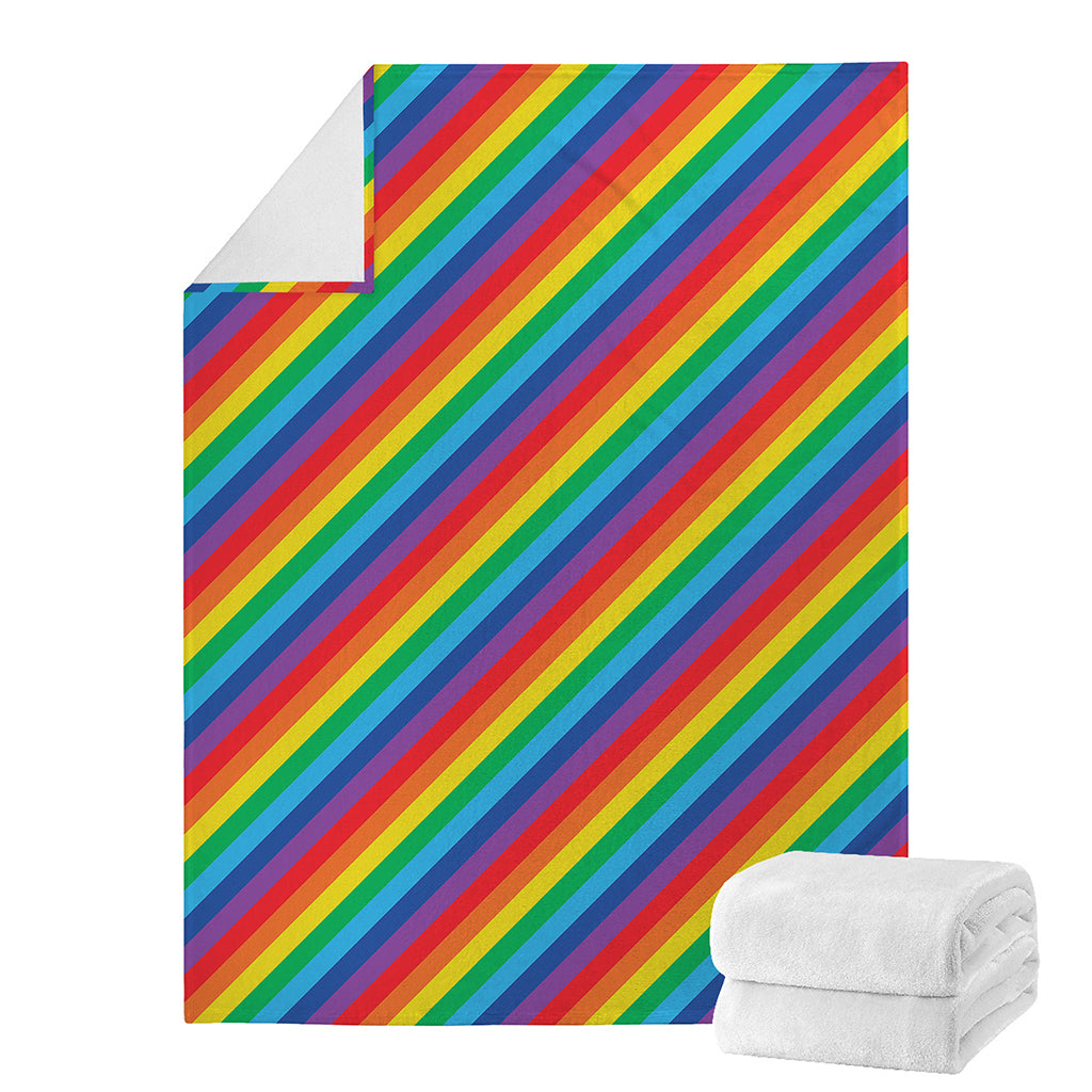 Rainbow Diagonal Striped Pattern Print Blanket