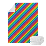 Rainbow Diagonal Striped Pattern Print Blanket