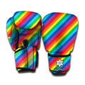 Rainbow Diagonal Striped Pattern Print Boxing Gloves