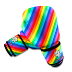 Rainbow Diagonal Striped Pattern Print Boxing Gloves
