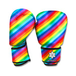Rainbow Diagonal Striped Pattern Print Boxing Gloves