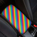 Rainbow Diagonal Striped Pattern Print Car Center Console Cover