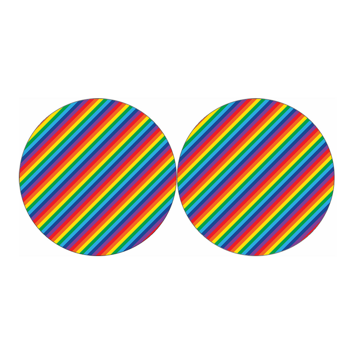 Rainbow Diagonal Striped Pattern Print Car Coasters