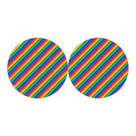 Rainbow Diagonal Striped Pattern Print Car Coasters