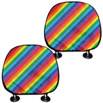 Rainbow Diagonal Striped Pattern Print Car Headrest Covers