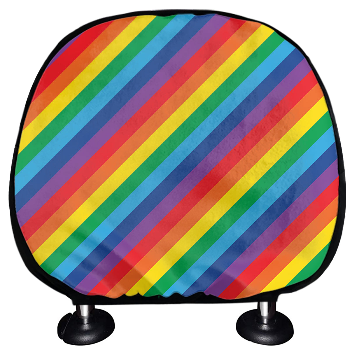 Rainbow Diagonal Striped Pattern Print Car Headrest Covers