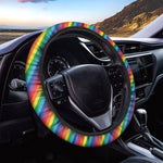 Rainbow Diagonal Striped Pattern Print Car Steering Wheel Cover