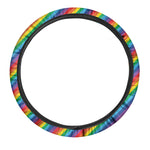 Rainbow Diagonal Striped Pattern Print Car Steering Wheel Cover