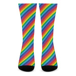 Rainbow Diagonal Striped Pattern Print Crew Socks