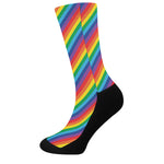 Rainbow Diagonal Striped Pattern Print Crew Socks
