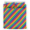 Rainbow Diagonal Striped Pattern Print Duvet Cover Bedding Set
