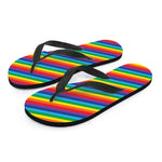 Rainbow Diagonal Striped Pattern Print Flip Flops