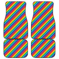 Rainbow Diagonal Striped Pattern Print Front and Back Car Floor Mats