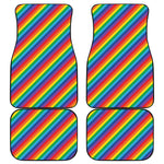 Rainbow Diagonal Striped Pattern Print Front and Back Car Floor Mats