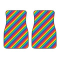 Rainbow Diagonal Striped Pattern Print Front Car Floor Mats