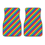 Rainbow Diagonal Striped Pattern Print Front Car Floor Mats