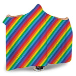Rainbow Diagonal Striped Pattern Print Hooded Blanket