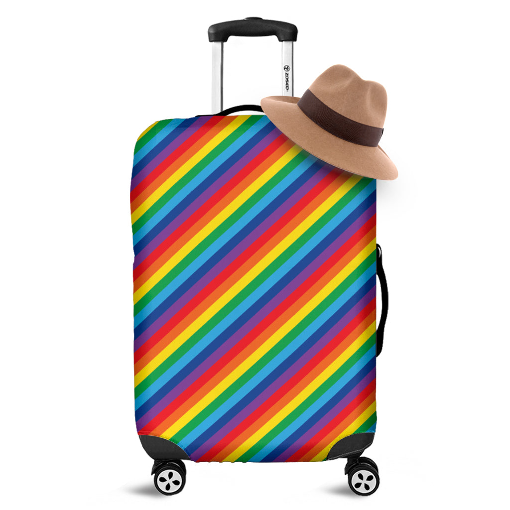 Rainbow Diagonal Striped Pattern Print Luggage Cover