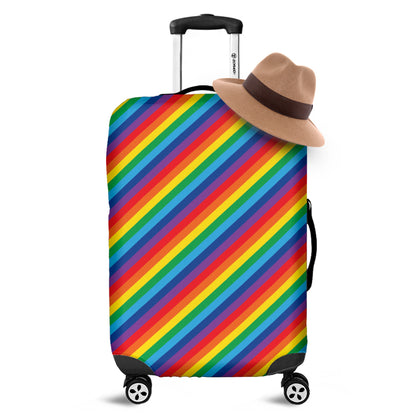 Rainbow Diagonal Striped Pattern Print Luggage Cover