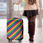 Rainbow Diagonal Striped Pattern Print Luggage Cover