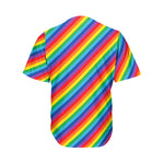Rainbow Diagonal Striped Pattern Print Men's Baseball Jersey