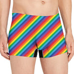 Rainbow Diagonal Striped Pattern Print Men's Boxer Briefs