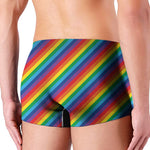 Rainbow Diagonal Striped Pattern Print Men's Boxer Briefs